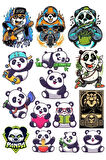 Panda Sticker Set-9 16 Parça Telefon, Tablet, Defter, Laptop Sticker