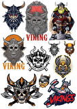 Kuru Kafa Vikings Sticker Set 11 Parça Telefon, Tablet, Defter, Laptop Sticker