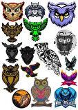 Baykuş OWL Sticker Set-3 17 Parça Telefon, Tablet, Defter, Laptop Sticker