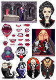 Vampir Dracula Sticker Set-1 15 Parça Telefon, Tablet, Defter, Laptop Sticker