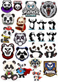 Panda Sticker Set-13 21 Parça Telefon, Tablet, Defter, Laptop Sticker