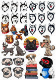 Sevimli Köpekler Sticker Set 25 Parça Telefon, Tablet, Defter, Laptop Sticker