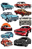 Arabalar Sticker Set-5 11 Parça Telefon, Tablet, Defter, Laptop Sticker