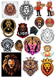 Aslan Sticker Set-14 17 Parça Telefon, Tablet, Defter, Laptop Sticker