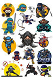 Ninja Sticker Set-2 15 Parça Telefon, Tablet, Defter, Laptop Sticker