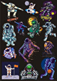 Astronot Sticker Set-7 13 Parça Telefon, Tablet, Defter, Laptop Sticker