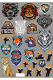 Kaplan ve Aslanlar Sticker Set 25 Parça Telefon, Tablet, Defter, Laptop Sticker