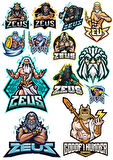 Zeus Sticker Set-2 13 Parça Telefon, Tablet, Defter, Laptop Sticker