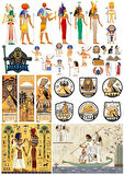 Mısır Temalı Sticker Set-5 17 Parça Telefon, Tablet, Defter, Laptop Sticker
