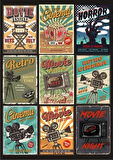 Retro Poster Sticker Set 9 Parça Telefon, Tablet, Defter, Laptop Sticker
