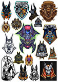 Anubis Sticker Set-4 13 Parça Telefon, Tablet, Defter, Laptop Sticker