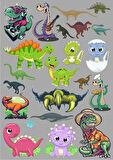 Dino Dinazro Sticker Set-2 13 Parça Telefon, Tablet, Defter, Laptop Sticker