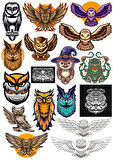 Baykuş OWL Sticker Set-16 17 Parça Telefon, Tablet, Defter, Laptop Sticker