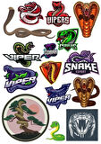 Yılan Cobra Sticker-3 15 Parça Telefon, Tablet, Defter, Laptop Sticker