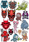 Şeytan Sticker Set 18 15 Parça Telefon, Tablet, Defter, Laptop Sticker