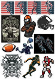 Amerikan Futbolu Sticker Set 15 Parça Telefon, Tablet, Defter, Laptop Sticker