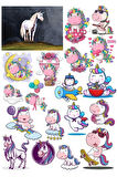 Unicorn Sticker Set 11 20 Parça Telefon, Tablet, Defter, Laptop Sticker