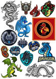 Ejderha Sticker Set 13 18 Parça Telefon, Tablet, Defter, Laptop Sticker