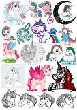 Pegasus Sticker Set 18 Parça Telefon, Tablet, Defter, Laptop Sticker