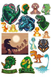 Dinozorlar Sticker Set 4 17 Parça Telefon, Tablet, Defter, Laptop Sticker