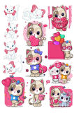 Sevimli Kedicik Sticker Set 2 12 Parça Telefon, Tablet, Defter, Laptop Sticker