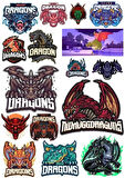 Ejderhalar Sticker Set 6 15 Parça Telefon, Tablet, Defter, Laptop Sticker
