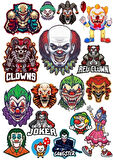 Palyaço Sticker Set 16 Parça Telefon, Tablet, Defter, Laptop Sticker