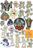 Zombi Mumya Sticker Set 3 20 Parça Telefon, Tablet, Defter, Laptop Sticker