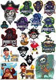 Korsan Sticker Set 8 20 Parça Telefon, Tablet, Defter, Laptop Sticker