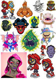 Korkunç Sticker Set 16 Parça Telefon, Tablet, Defter, Laptop Sticker