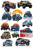 Off Road 4X4 Sticker Set 2 12 Parça Telefon, Tablet, Defter, Laptop Sticker