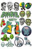 Zombiler Sticker Set 7 17 Parça Telefon, Tablet, Defter, Laptop Sticker