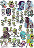 Zombiler Sticker Set 8 25 Parça Telefon, Tablet, Defter, Laptop Sticker