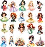 Sevimli Masal Karakterleri Sticker Set 1 20 Parça Telefon, Tablet, Defter, Laptop Sticker