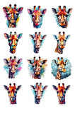 Renkli Zürafa Sticker Set