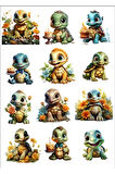 Sevimli Kaplumbağa Sticker Set