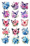 Çiçekler ve Kelebekler Sticker Set