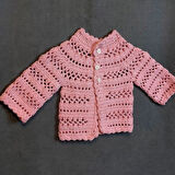 Uretti - Talia 8659 1236 El Örgüsü Koton İp Kız Çocuk Pembe Hırka - 0 / 6 Ay