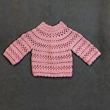 Uretti - Talia 8659 1236 El Örgüsü Koton İp Kız Çocuk Pembe Hırka - 0 / 6 Ay