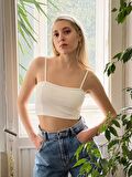 Retrobird Crop Üst Kadın Ekru