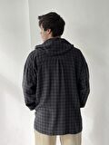 Retrobird Kapüşonlu Oversize Fermuarlı Ceket Gömlek Erkek Antrasit