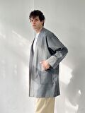 Retrobird Cepli Kışlık Hırka Kimono Unisex Gri