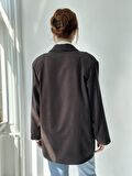 Retrobird 90'lar Retro Model Oversize Tasarım Ceket Kadın Kahverengi