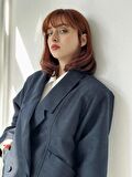 Retrobird 90'lar Retro Model Oversize Tasarım Ceket Kadın Koyu Lacivert