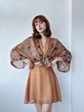 Retrobird Valerie Kısa Mini Kloş Etek Kadın Tarçın