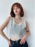 Retrobird Crop Basic Atlet Bluz Kadın Ekru