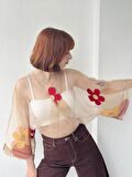 Retrobird Tasarım Mini Kimono Kadın Kum