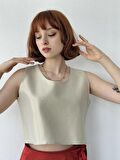 Retrobird Crop Basic Atlet Bluz Kadın Gold