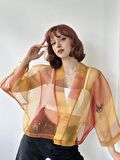 Retrobird Organze Tasarım Mini Kimono Kadın Turuncu
