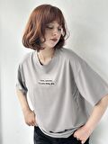 Retrobird Nakışlı Saturday Oversize Tişört Unisex Antrasit